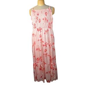 Lane Bryant Women 24 Floral Maxi Dress Smocked Tiered Flowy Cottagecore Vacation